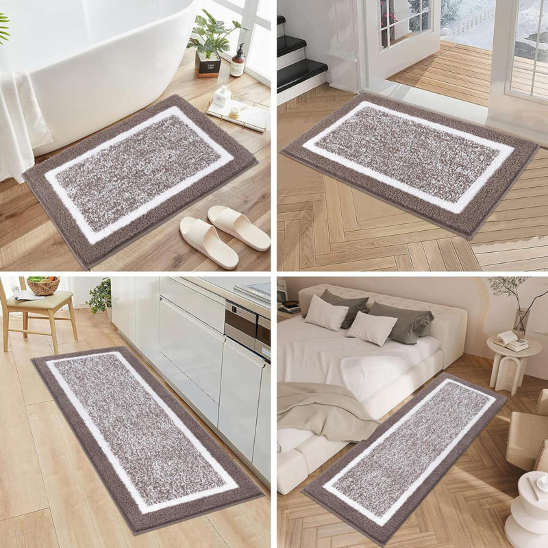 3 selling Piece Bathroom Rugs Set, Non Slip Shaggy Microfiber Bath Shower Mats